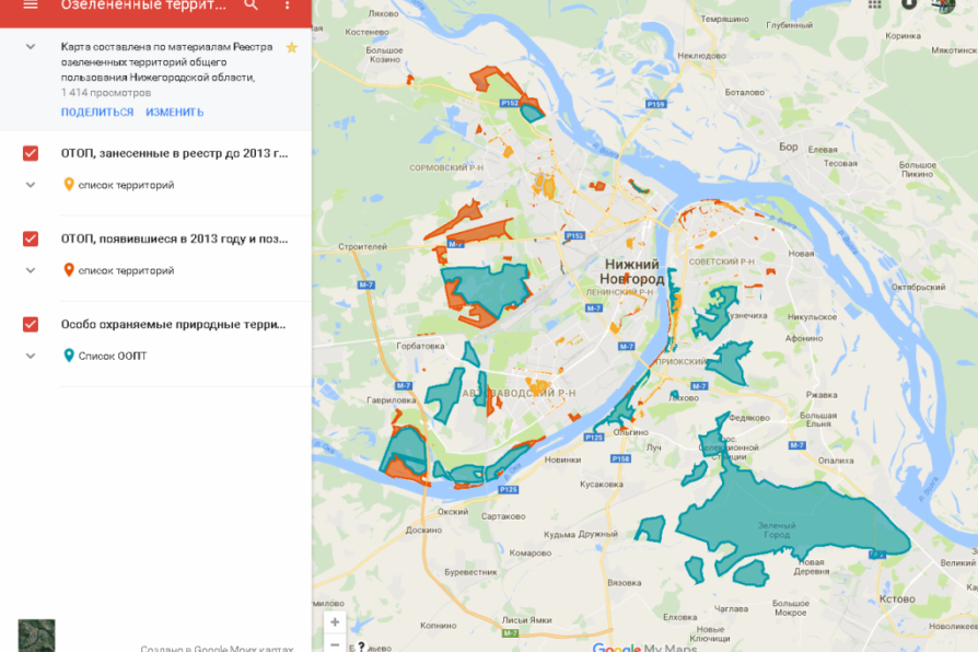 Проекты: Карта озелененных территорий общего пользования Нижнего Новгорода